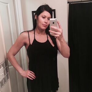 Free people Black lace knit raw edge design